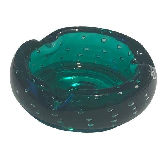 Vintage Murano Glass Green Ashtray - Picture 1 of 5